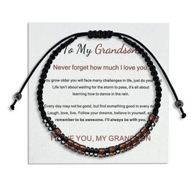 Morse Code Grandson Bracelet from Grandma Grandpa to My Grandson Gifts for Birthday Christmas from Grandparents Encouragement Gifts for Men Boys I Love You Grandson Gifts