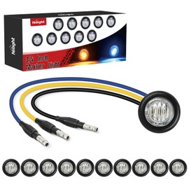Nilight 3/4" Dual Color Marker Light 10PCS Amber to Blue Turn Signal Auxiliary Side Marker Clearance Indicator Bullet Lights 3 Plug IP68 Waterproof for Trailer Truck Pickup Camper RV ATV UTV Van Bus