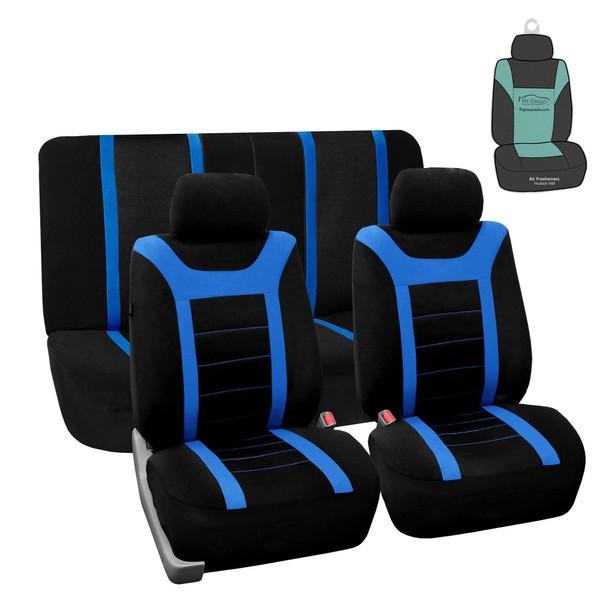 FH Group Automotive Car Seat Covers Sports Full Set Blue