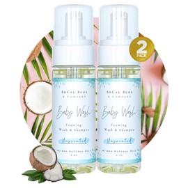 SoCal Suds & Company - Organic Foaming Baby Wash & Shampoo - Gentle Cleansing Newborn Body & Hair Soap for Sensitive Skin - Clean Natural Soothing Ingredients - Unscented, 6oz, 2-Pack