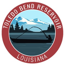 Bass Fishing Toledo Bend Reservoir Louisiana Vinyl Printed Die-Cut Decorative Auto Decal Sticker Appliques ~ Lake Life Outdoor Series