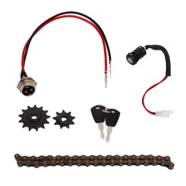 Kuuleyn Bike Link Kit, Bicycle Chain and Sprocket Combination, Electric Bike Sprocket Chain Set 38 Links Bike Chain 410 13 Tooth Sprocket 410 9 Tooth Sprocket with Keyway Electric Door Lock Set