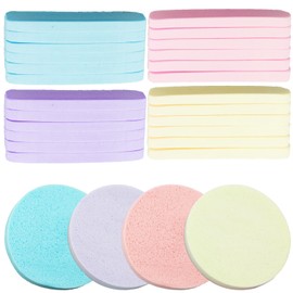 48Pcs Facial Sponges, Colorful Cleansing Puff Mask Sponges,Compressed Face for Daily Cleansing, Cellulose Face Sponge for Men Women Massage Makeup Removal (Blue,Pink,Purple,Yellow)