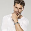 Mens Stainless Steel Two-strand Braided Byzantine Chain Bracelet with Skulls