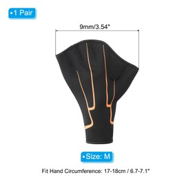 PATIKIL Swim Gloves, Webbed Swimming Gloves Aquatic Fitness Water Resistance Swim Hand Paddles for Women and Men Water Aerobics, M, Gray/Orange