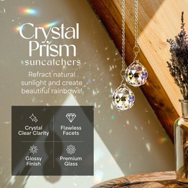 2 Pack Suncatchers Whit Hanging Chains for Windows - Hanging Sun Catcher Crystal 1.5" 40mm Diameter Crystal Glass Prisms - Rainbow Maker Light Catchers, Indoor Window Prism Ball Decoration Hangings
