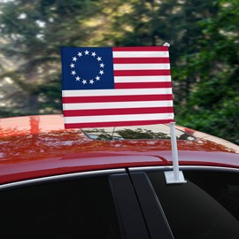 Betsy Ross 1776 American Flag Car Truck Flag with Window Clip On Pole Holder