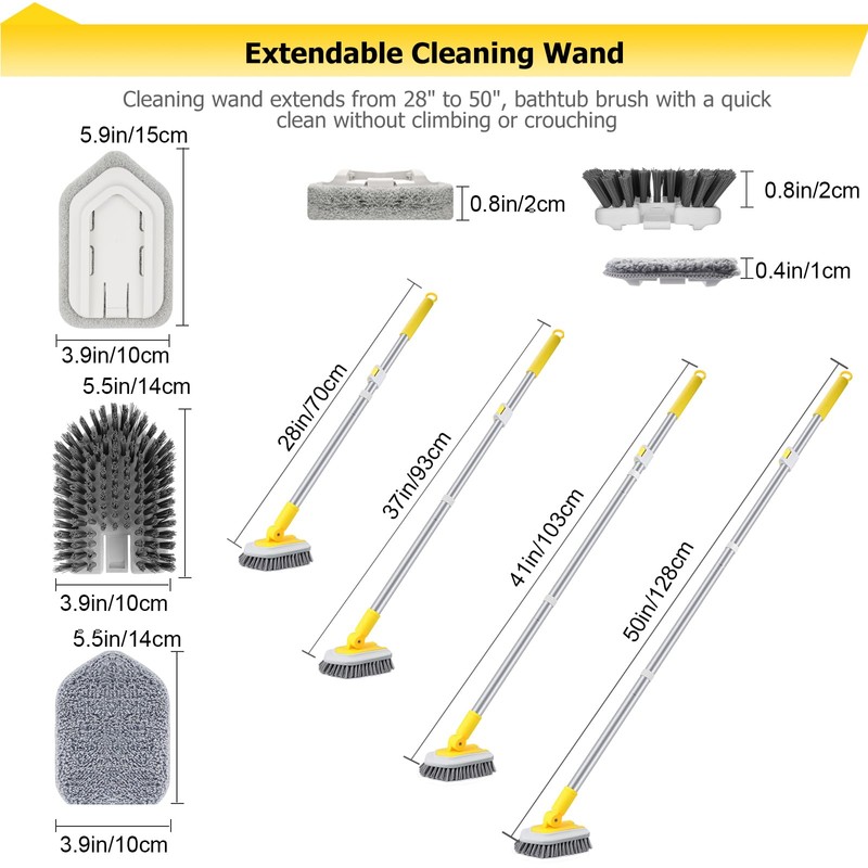 Lalafancy Shower Cleaning Brush with Locking Head, 3 in 1