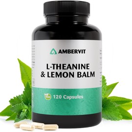 L Theanine with Lemon Balm (Lemon Balm) 500 mg - 120 Capsules - for Relaxation, Sleep and Cognitive Functions - 4 Month Supply - Vegan, No Fillers or Binders - Ambervit
