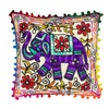Original Kikan Floral Suzani Elephant Cushion Cover with Pom Poms