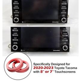 Sinvanho Interior Accessories for Toyota Tacoma 2023 2022 2021 2020 with 8" or 7" Touchscreens, Decorated Button Knob Covers for Air Conditioner AC Audio CD Radio Switch, Aluminum Alloy Trim Knob Rings, 6PCS