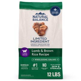 Natural Balance Limited Ingredient Large Breed Adult Dry Dog Food with Healthy Grains, Lamb & Brown Rice Recipe, 12 Pound (Pack of 1)