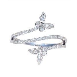 Fuqimanman2020 Dainty Butterfly Ring - Cute Crystal Butterfly Jewelry, Size 6-10 (8)