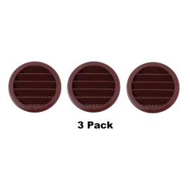 2" Round Plastic Louver Soffit Air Vent Reptile Screen Grille Cover Multiple Colors/Quantities (3, Brown)