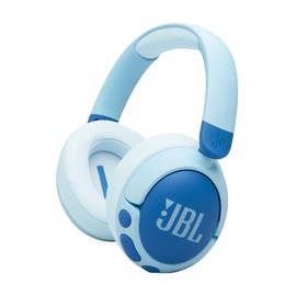 JBL Junior 470 NC, Kid-Friendly Wireless Over-Ear Bluetooth Headphones with Active Noice Cancelling, Built-In Mic, 50H Playback, Safe Sound, Low Volume, Easy Controls and Sticker Set, in Blue
