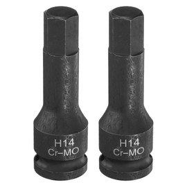 sourcing map 2pcs H14 (14mm) Hex Impact Bit Socket 1/2" Drive Sockets CR-MO Steel Hex Lengthen Screwdriver Socket Adapter for Electric Ratchet Wrenches Fastening Screws