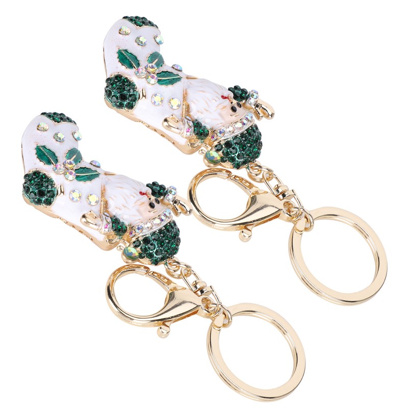 2Pcs Santa Keychain Pendant Cute Stylish Fahionable Decorative Hanging OrnamentsGreen