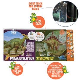 The Prextex Book of Dinosaurs and Their Habits - 12-Button Dinosaur Sound Book to Educate and Learn About Dinosaurs