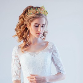 Vovii Tiaras for Women Wedding Crown Headband Birthday Queen Rhinestone Shiny Multicolor Crown for Girl Princess Decoration for Birthday Prom Party