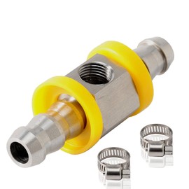 1/2" Barbed Push Lock T-Fitting Adapter with 1/8-27 NPT Sensor Port, 304 Stainless Steel Fuel Line Pressure Adapter for 12.7mm ID Line, Clamps 2 PCS Included