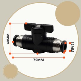 Bwintech 5 Pcs 12mm Pneumatic Ball Valve Push to Connect Fittings BUC Air Flow Control Valve Straight Quick Connect Air Hose Fittings