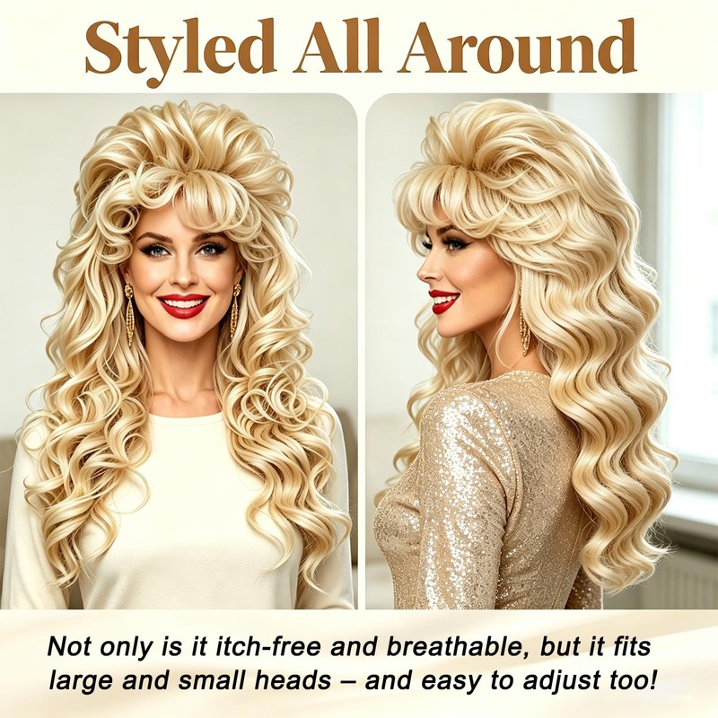 Curly Wig for Cosplay and Themed Events, Long Blonde Curly