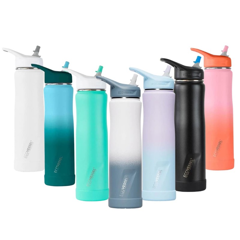 EcoVessel Summit Triple Insulated Bottle with Straw 700ml, Black Shadow