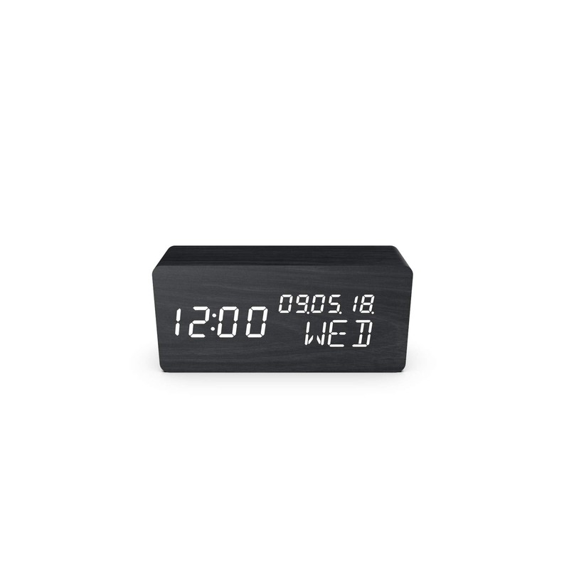 Evoom Bois Noir Wood Alarm Clock, Wood, Black, One Size
