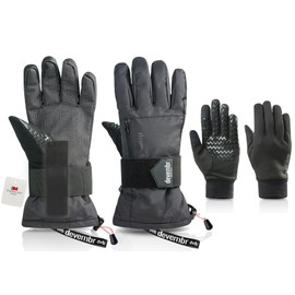 devembr Advanced Ski Gloves with Wrist Protection and Removable Liner, S