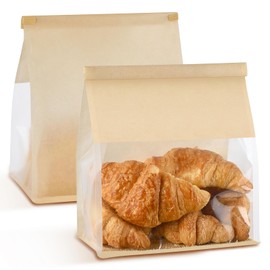 Ocmoiy 50Pcs Large Bread Bags for Homemade Bread, Resealable Sourdough Bread Bags, Clear Front Tin Tie Tab Lock Bread Storage Bags with Window Paper Treat Bags (8.7x4.3x11 Inch)