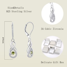 Starchenie Infinity Hoop Earrings, Women's Earrings 925 Silver, Dangling earrings with 3A Cubic Zirconia Birthstone for Women, Sterling Silver, Cubic Zirconia