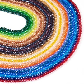 Handship 25 Strands Glass Facted Beads Rondelle Transparent Crystal Glass Loose Beads for DIY Crafts Bracelet Necklace Jewellery Making (25 Color-6mm)