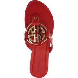 Pierre Dumas Women's Limit-24 Vegan Slide Thong Flip Flop Flat Sandal, Red, 8.5