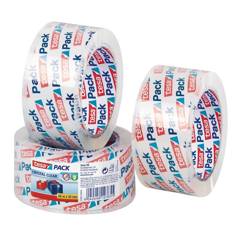 Tesa Crystal Clear Packing Tape 3 Rolls 66 m x