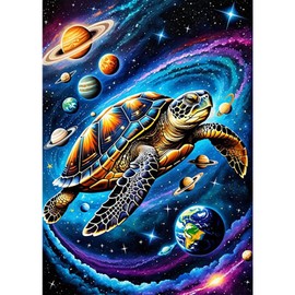 SENQAO Turtle Diamond Painting Kits for Adults, 5D Universe Full Drill Diamond Art Kits, Sea Turtle DIY Round Full Drill Gem Art and Crafts for Home Wall Decor 12x16inch