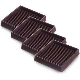 Lexxon Pack of 4 3X3 inch Square Rubber Furniture Caster Cups with Anti-Sliding Floor Grip