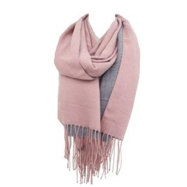Antonio Two-Tone Women's Cashmere Scarf 180 x 63 cm with Fringes Double Sided Warm Winter Soft High Quality Scarf Headscarves for Evening Dress, Rust red, dark grey