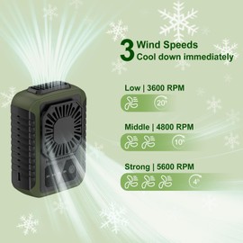 Portable Waist Fan, Personal Under Shirt Fan 6000mAh Battery Rechargeable, 20H Working Time, 3-speed Body Waist Fan Clip on Belt, Wearable Necklace Fan for Outdoor, Travel, Sport, Jobsite (Green)