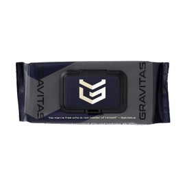 Gravitas G-Wipes: Flushable Wipes for Men - 48 Extra-Large Unscented Wipes, Pre-Moistened, Vitamin E & Aloe Vera, Biodegradable, Body Hygiene, for Daily Use, Resealable Hard Top