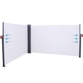 PHI VILLA Patio Side Awning, 9.8'x2 L x 5.2' H Outdoor Retractable Side Sreen Awning Sun Shade Wall Divider for Balcony and Courtyard to Protect Privacy,like Hot Tub,Swiming and Deck,Double Side,Beige