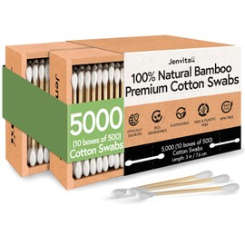 Ibambo Hisopos de algodón 100% de bambú (paquete de 5000 unidades) | Brotes de algodón de doble punta para oreja | Artículos de belleza biodegradables y cuidado personal | Certificado FSC e