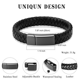 Minicremation Jewelry Length Bracelet for Men Leather Bracelet for Dad Cremation Jewelry Urn Bracelet for Ashes for Men Bracelet Ashes Memorial Keepsake Jewelry-Adjustable size 1.5cm