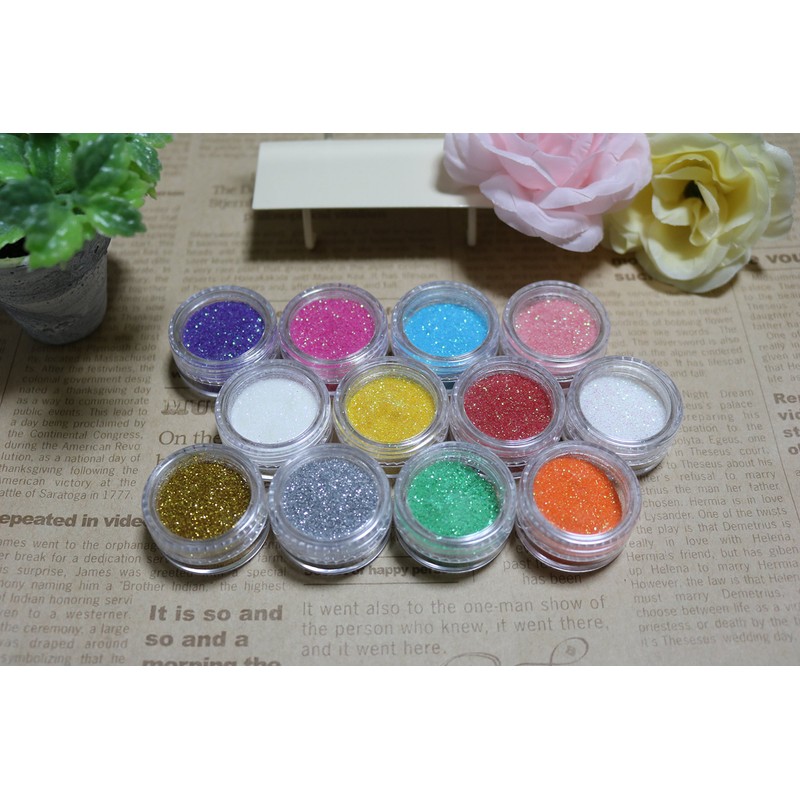 Jewel Glitter Powder 12 Colors, Plenty of 0.08 oz (2