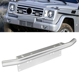 x xotic tech Bull Bar Style Front Bumper License Plate Mount Bracket Holder For Off-Road Lights, LED Work Lamps Lighting Bars, Compatible with Jeep, Most Car, Truck, Pickup, SUV, 4x4-No Drill (Silver)