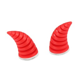 A ABSOPRO 2pcs Threaded Car Motorcycle Helmet Bull Horn Style Decoration Red Item Replacement