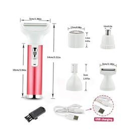 PartyKindom Ladies Shaver Kit Electric Razor for Bikini Eyebrow Trimmer Hair Removal Machine Rechargeable Beauty Tool