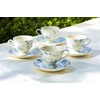 Grace Teaware Blue Rose Toile Fine Porcelain Tea Cup and