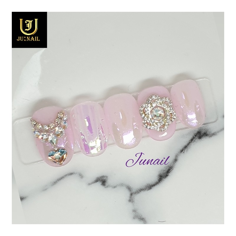 Necklace art handmade nail tips - Long Round Square /
