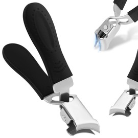 LOPHE 1PCS Slanted Nail Clippers, 2025 New Thick Toenail Angled Nail Clippers, Wide Mouth Splash Proof Arc Shape Suitable for Thick Nails, Fingernails and Toenails, Suitable for Men and Women(Black)