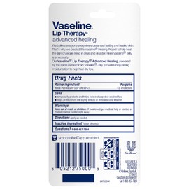 Vaseline Vaseline Lip Therapy Advanced Healing Lip Balm Tube 3-Pack C White Petroleum Lip Protectant, 0.35 Oz Ea